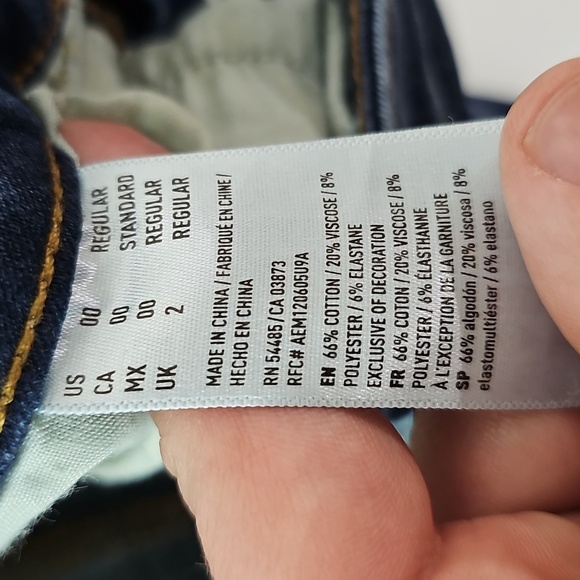 American Eagle360 Super Stretch Size 00 Distressed Dark Wash High Rise Jeggings - Picture 8 of 8